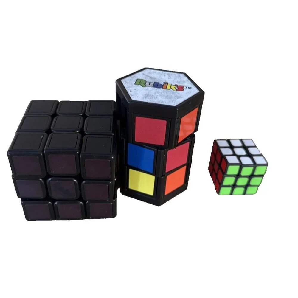 3 Lot Rubik's 3x3 Phantom Cube, Mini Cube, McDonald’s Rubix Pyramid - Picture 1 of 8